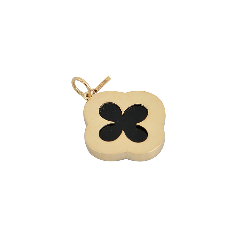 Quatrefoil Onyx Gold Pendant