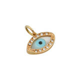 Oval Gold Evil Eye Pendant - w/Cubic Zirconias