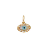 Oval Gold Evil Eye Pendant - w/Cubic Zirconias