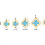 Quatrefoil Turquoise Gold Pendant — Size Comparison No Labels