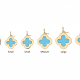 Quatrefoil Turquoise Gold Pendant — Size Comparison No Labels