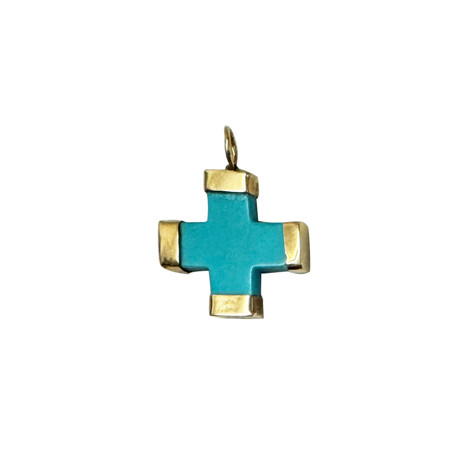 Plain Turquoise Gold Cross