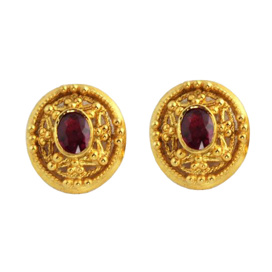 Byzantine Gallery - Oval Lavish Gold Earrings