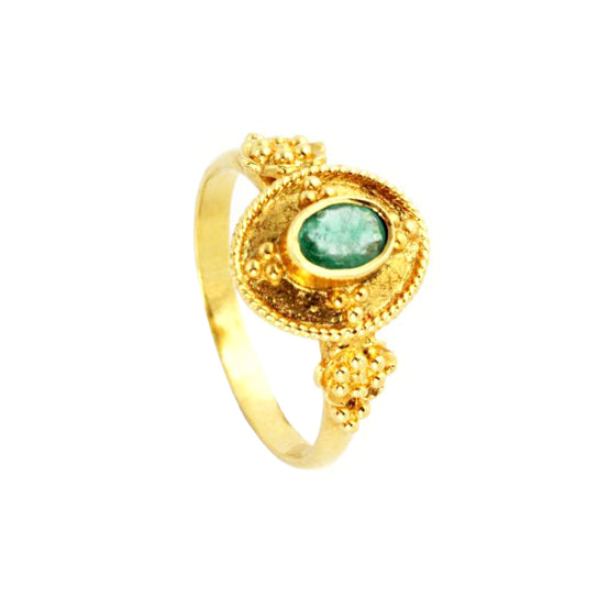Byzantine Emerald & 18K Gold Ring