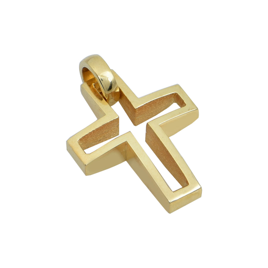 Chiseled Prayer Gold Cross
