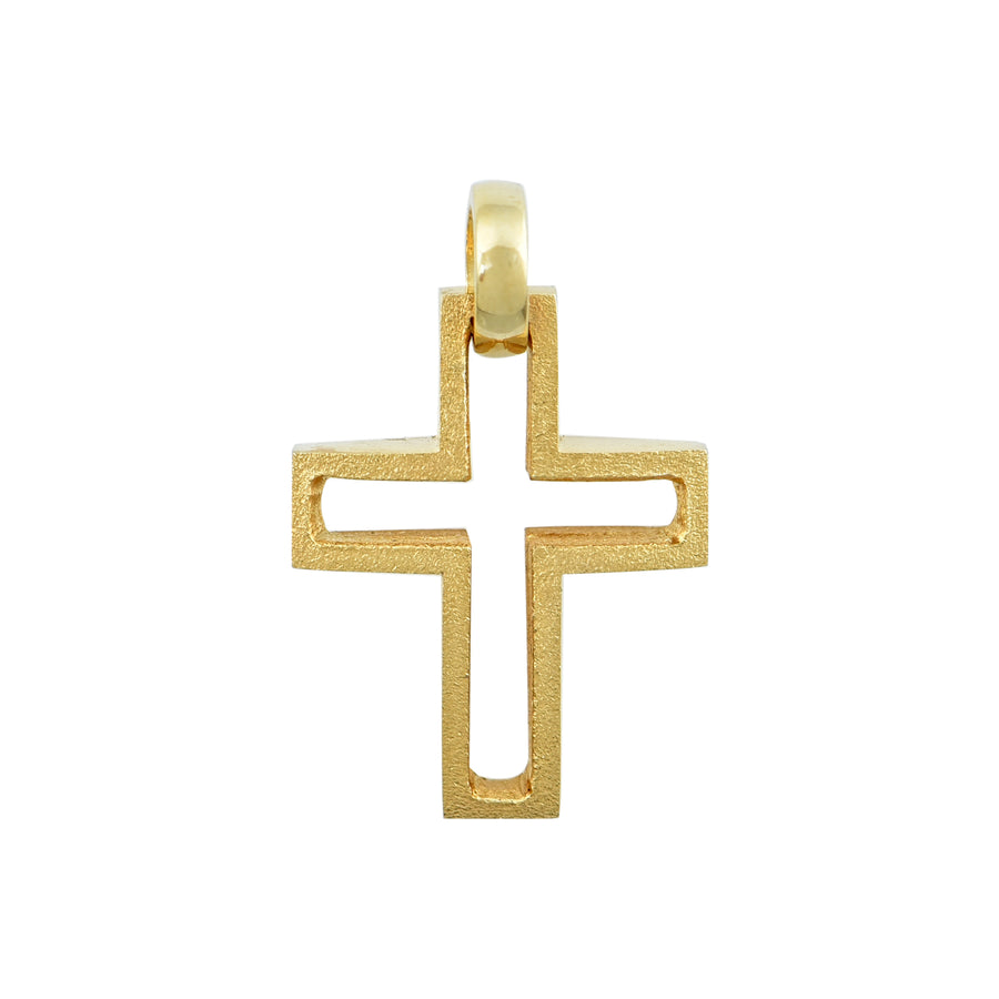 Chiseled Prayer Gold Cross