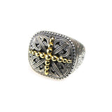 Silver & Gold Byzantine Cross Ring