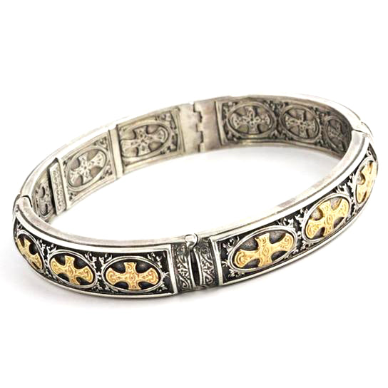 Silver & Gold Bracelet with Crosses