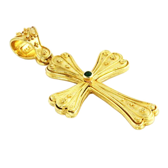 Imperial Gardens Emerald & 18K Gold Orthodox Cross