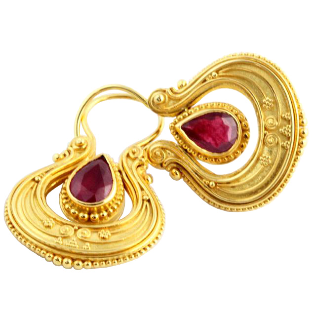 Queen's Lyre Byzantine Gold Earrings