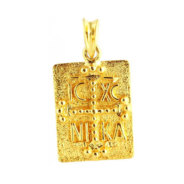 Jesus Christ Victorious Rectangular Gold Medallion