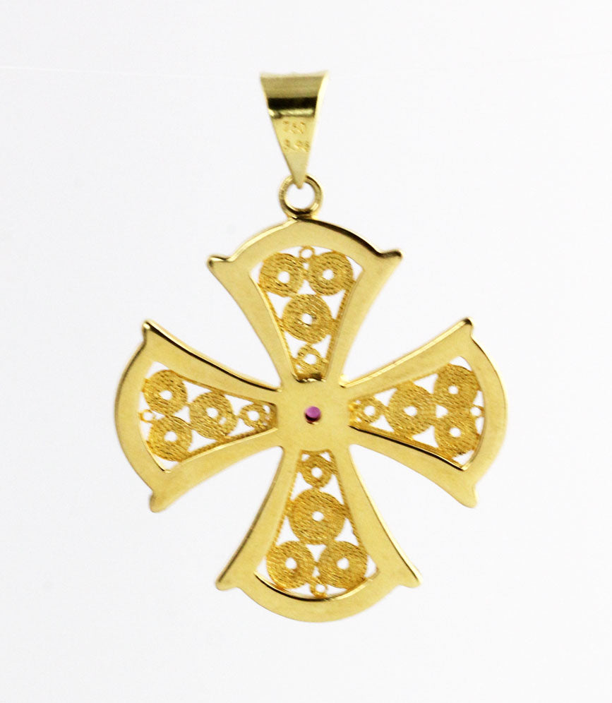 Status Gold & Ruby Byzantine Cross