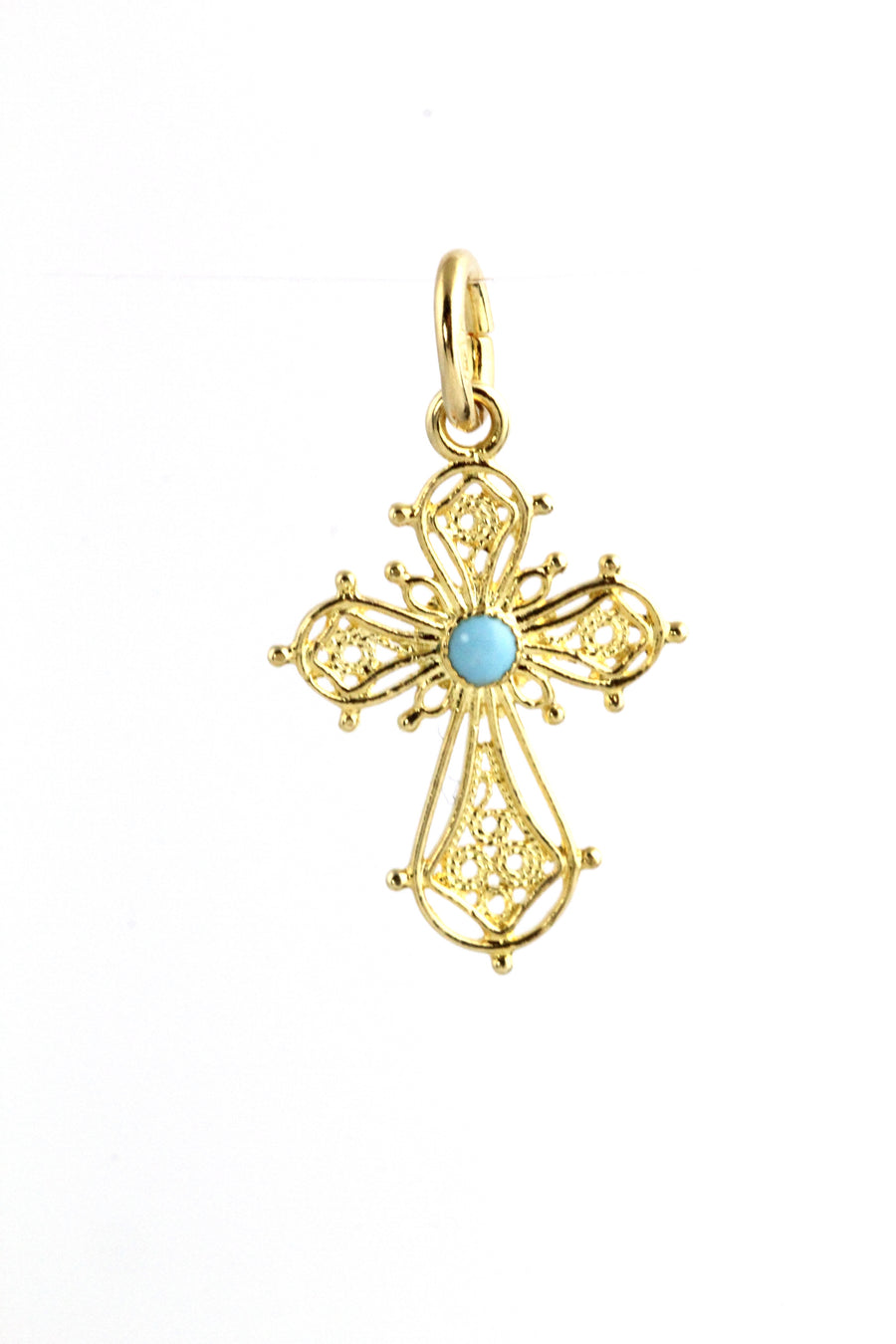 Leontia Filigree Turquoise Gold Cross