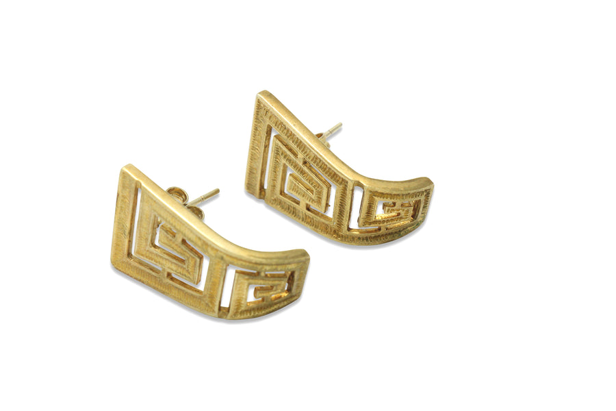 Meander Silver & 18K Gold Earrings