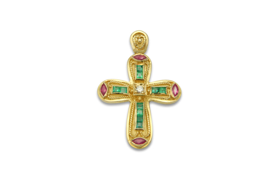 Stained Glass Gold Cross