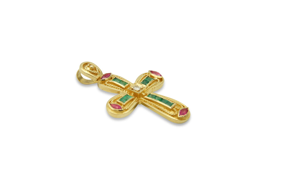 Stained Glass Gold Cross