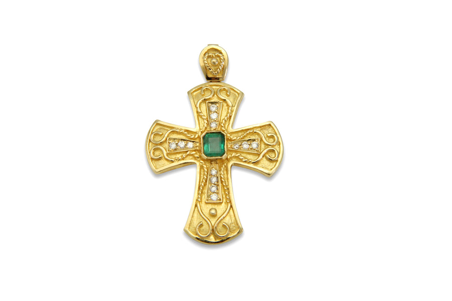 Creations Queen Emerald Gold Cross