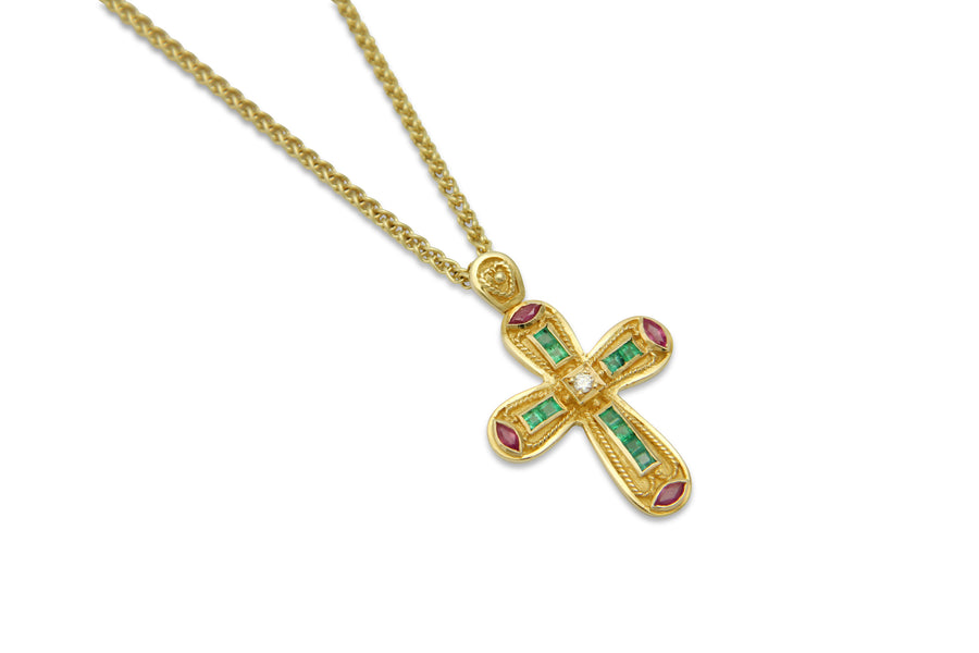 Stained Glass Gold Cross