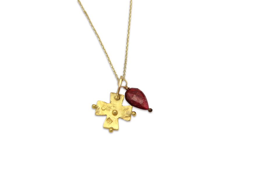 Blood of Christ Gold Byzantine Cross