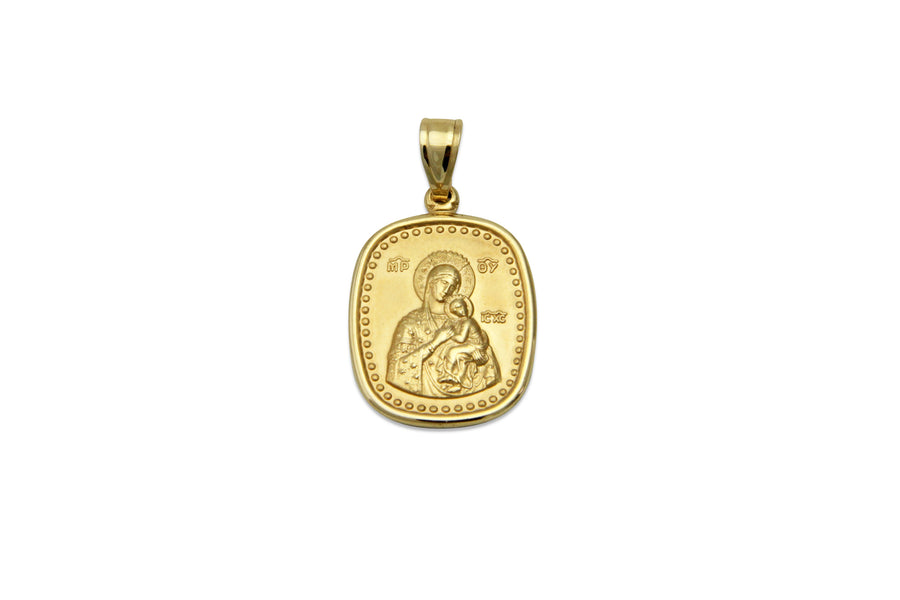 Mother of God & Christ Child Gold Medallion