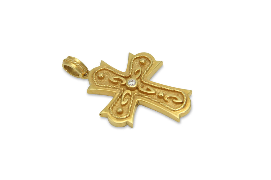 Justinian Reverence Diamond & Gold Orthodox Cross