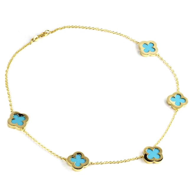 Floral Turquoise 14K Gold Necklace