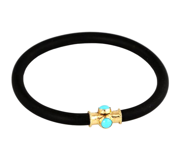 Rubber and Gold Turquoise Bracelet (no clasp)