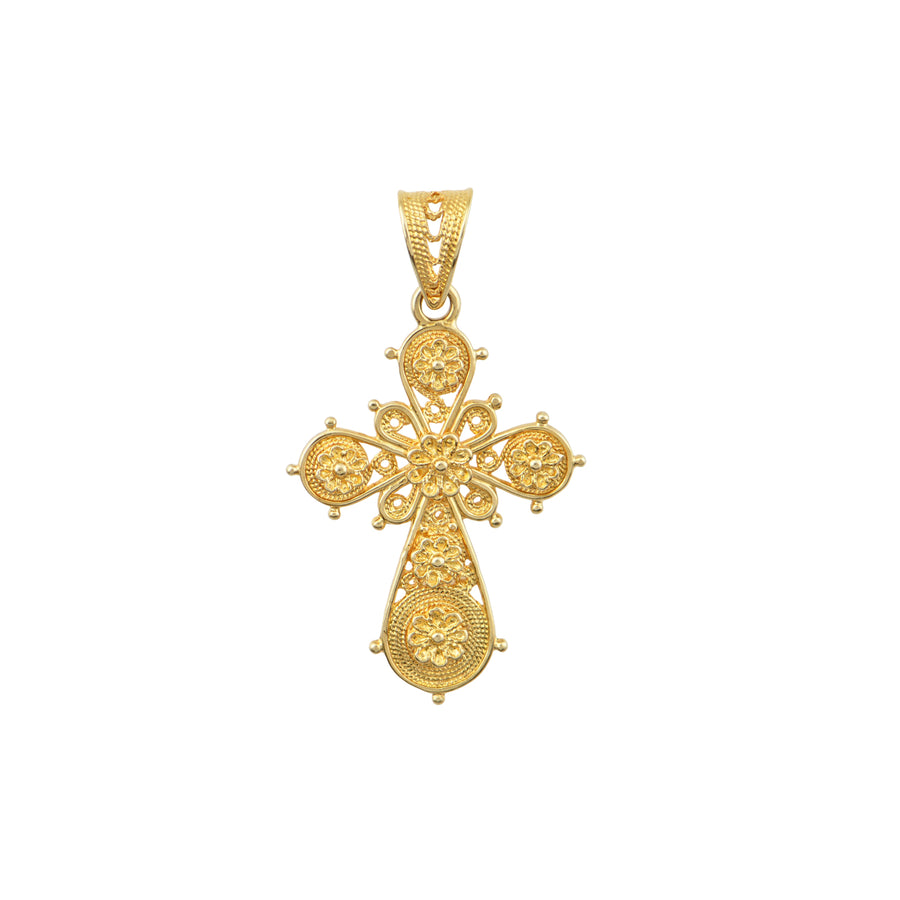 Evdokia Rosette Greek Orthodox Gold Cross