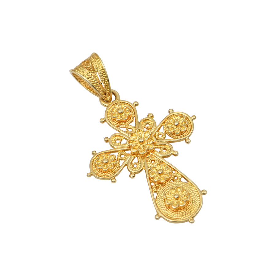 Evdokia Rosette Greek Orthodox Gold Cross