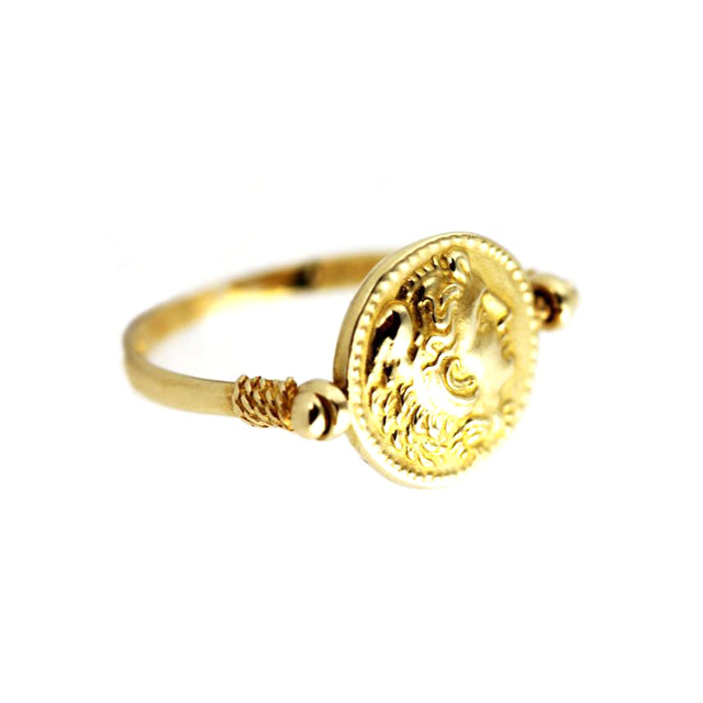 Alexander The Great Swivel Gold Ring