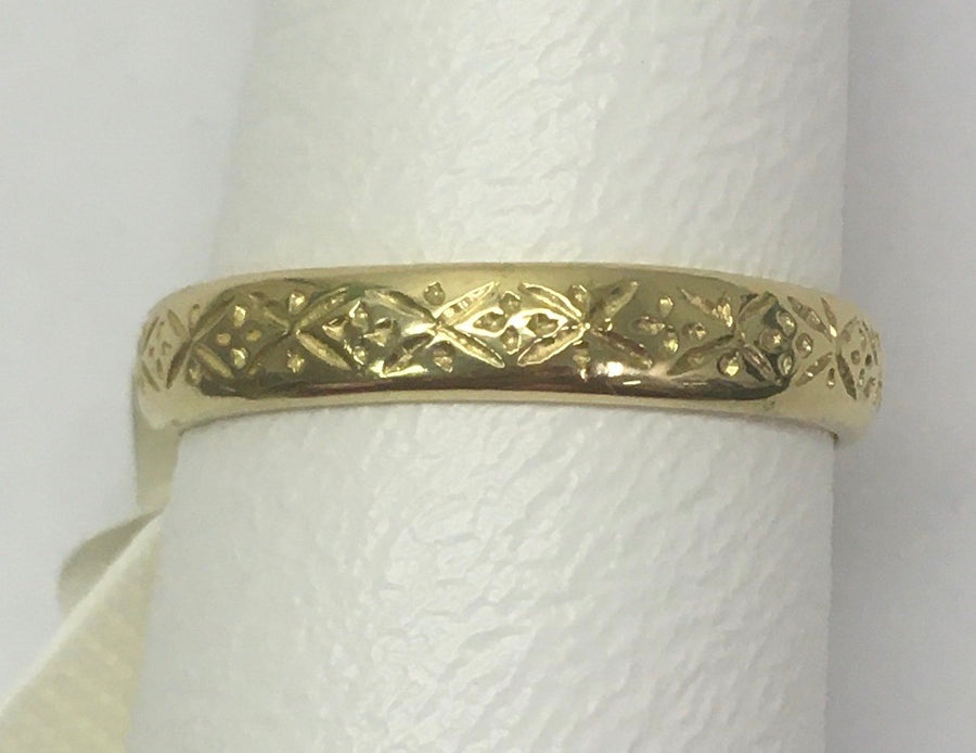 Gold Etched Wedding Band