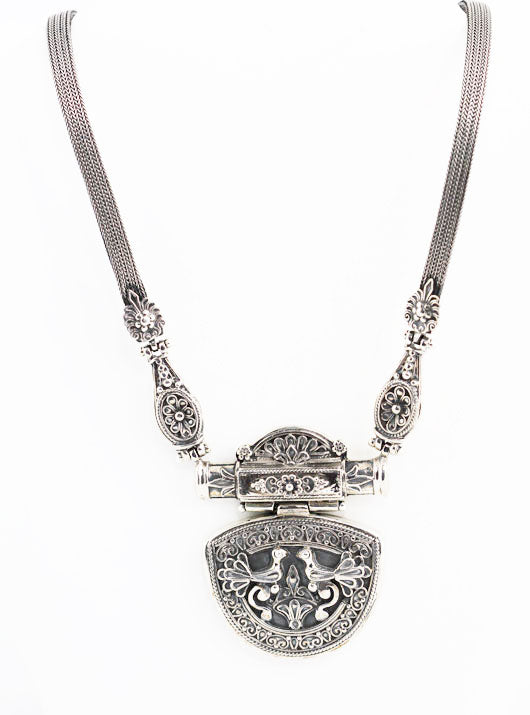 AL0514n Silver Peacock Necklace _2