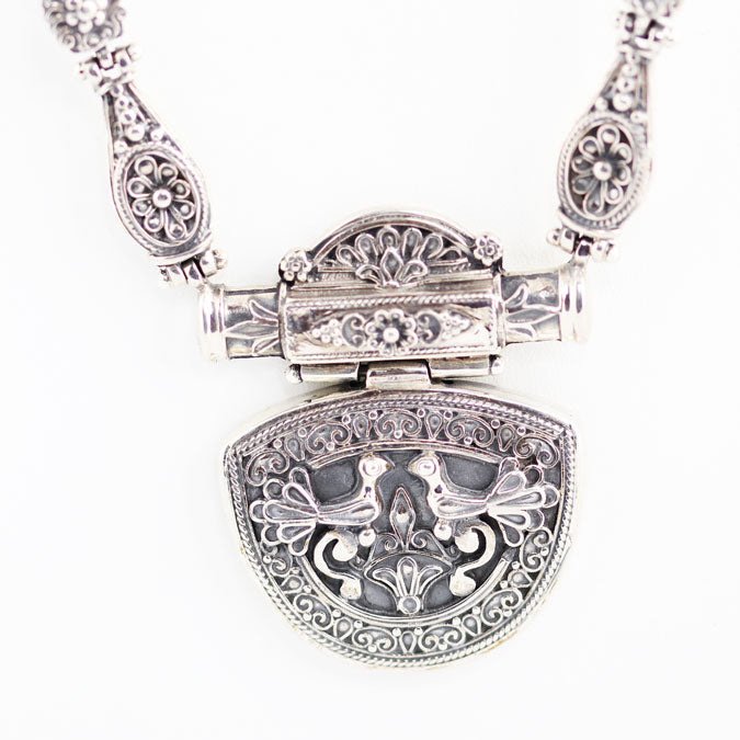 AL0514n Silver Peacock Necklace _3