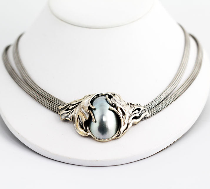PR75098n Sterling Silver Mother of Pearl Necklace _2