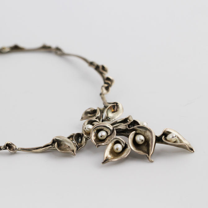 calla lily necklace white gold Calla Lilies Silver Necklace | Handmade Greek Jewelry