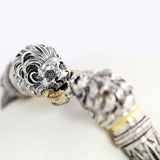 HK1704b Silver & Gold Lions Heads Bracelet _3