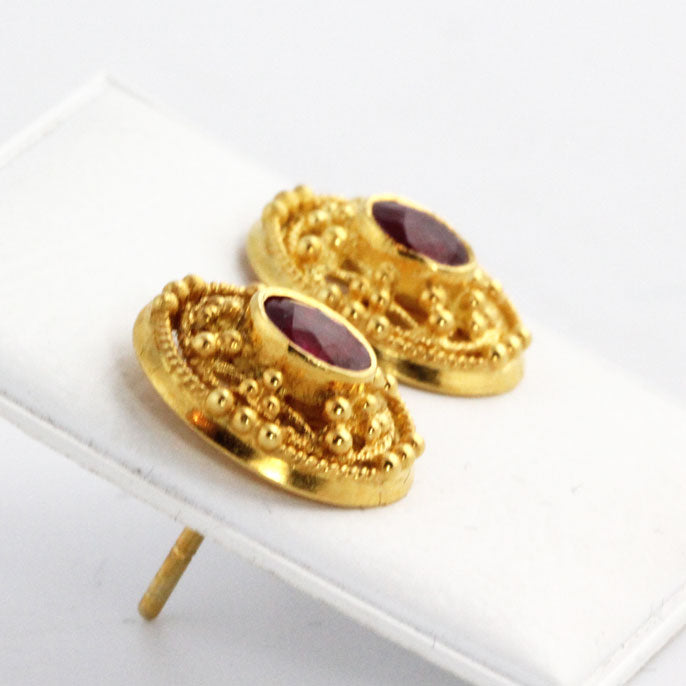 AG0016e Gold Earrings with Rubies _2