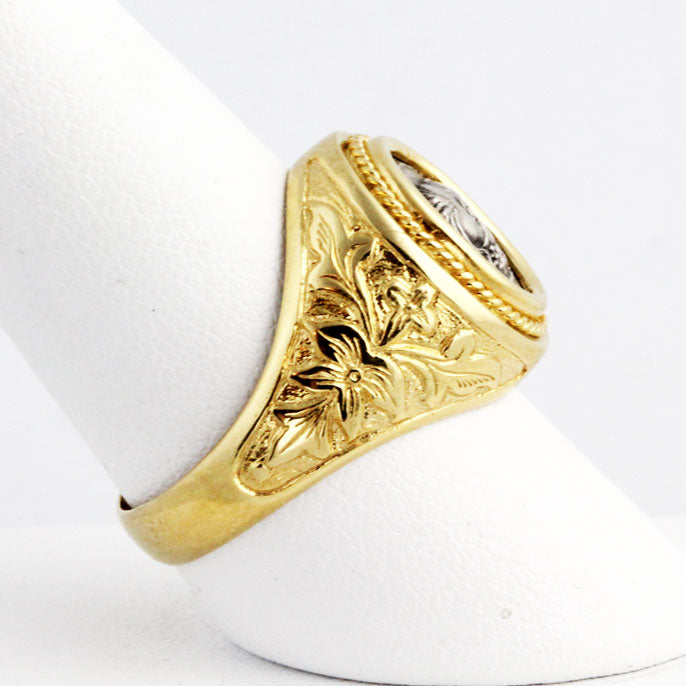 KA0033r Gold & Silver Archaic Ring _3