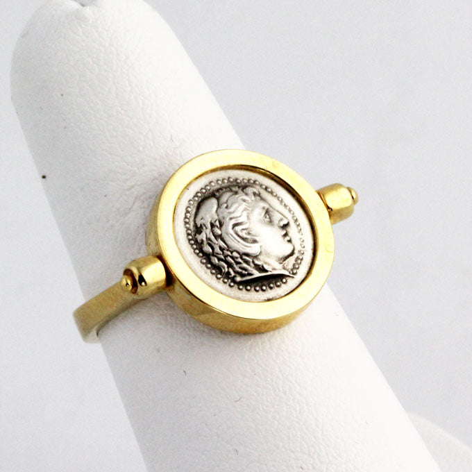 KA0052r Gold & Silver Swivel Archaic Ring _2