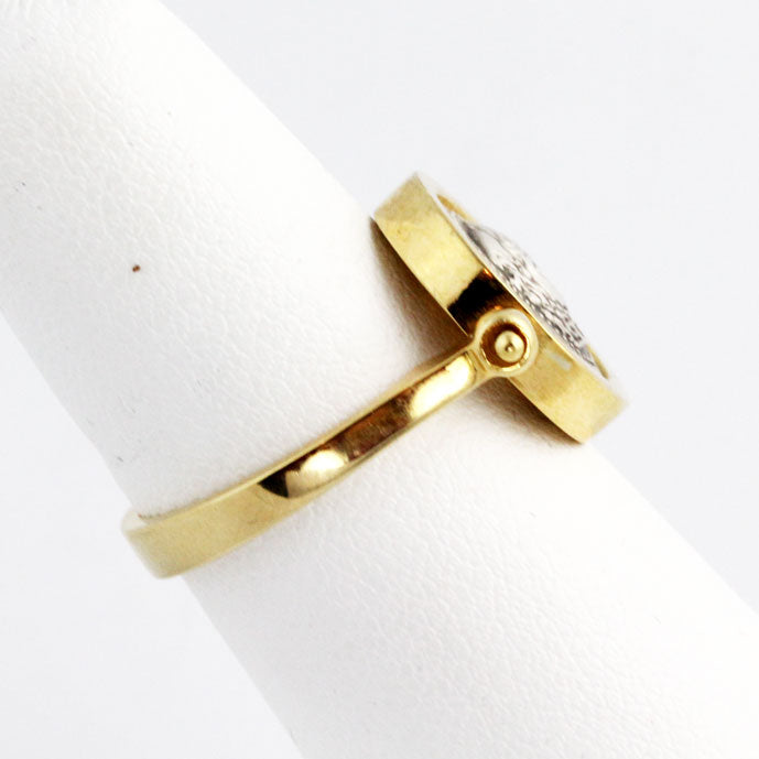 KA0052r Gold & Silver Swivel Archaic Ring _4