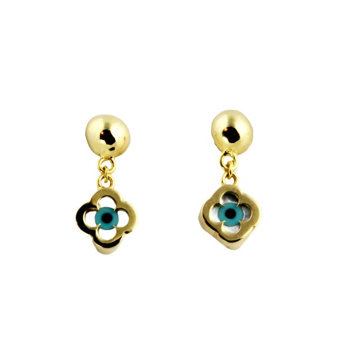 ML0001e Gold Evil Eye Short Earrings