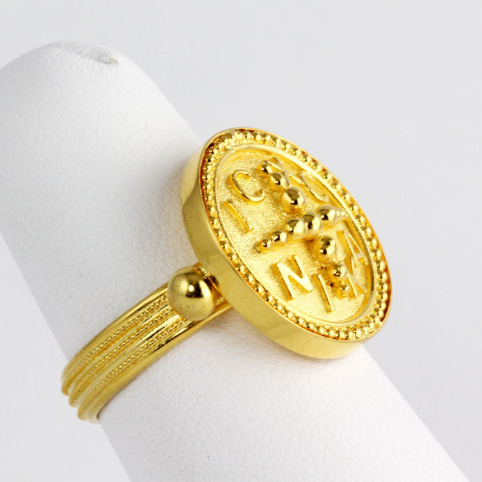 AG0004r Gold Jesus Christ Victorious Ring _2