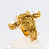 HK0417r Gold Two Pearl Ring _3