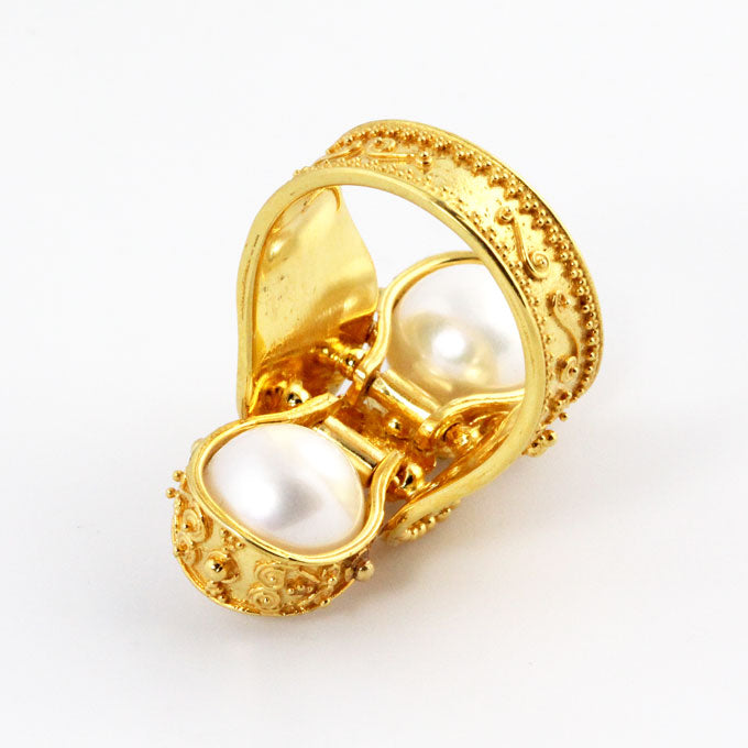 HK0417r Gold Two Pearl Ring _4