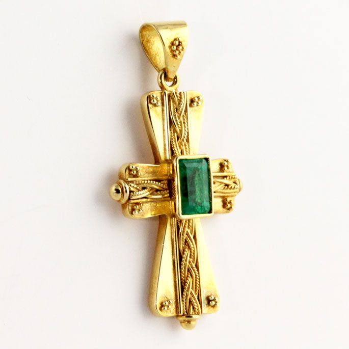 HK0219c Gold Cross w/Emerald _2