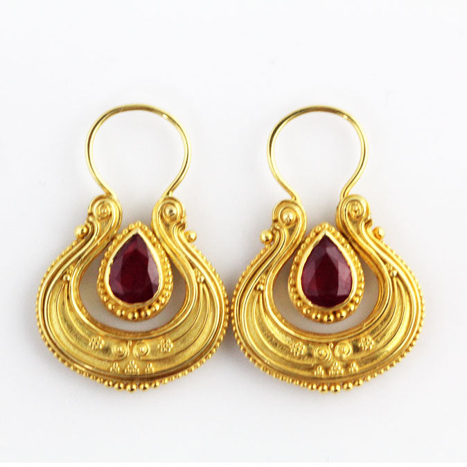 HK0501e Gold Ruby Earrings _6