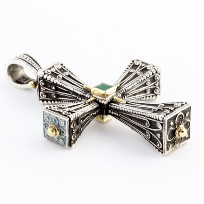 HK1218c Silver & Gold Double Sided Cross _3