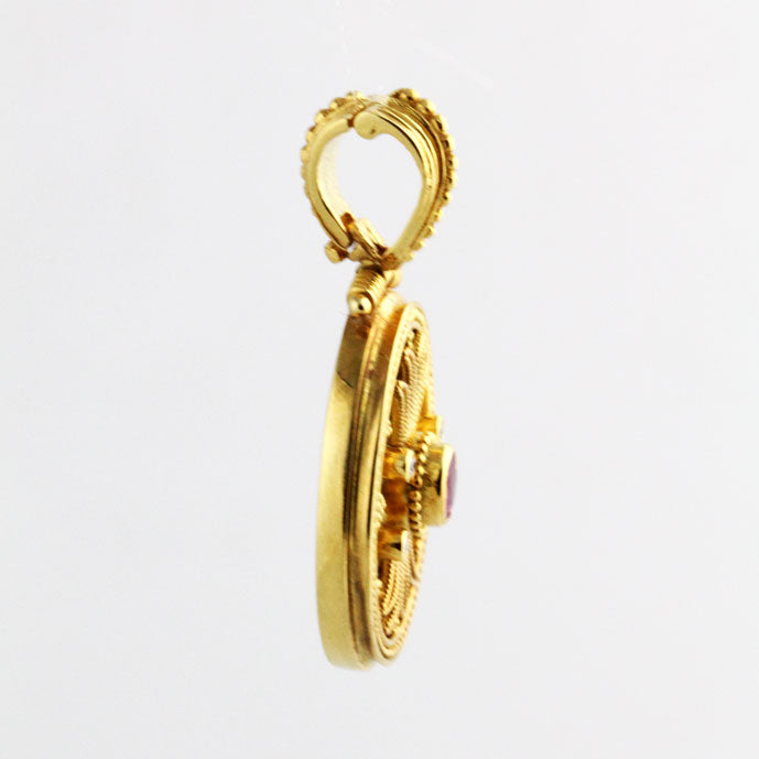 HK0300p Gold Pendant w/Diamonds & Ruby _3