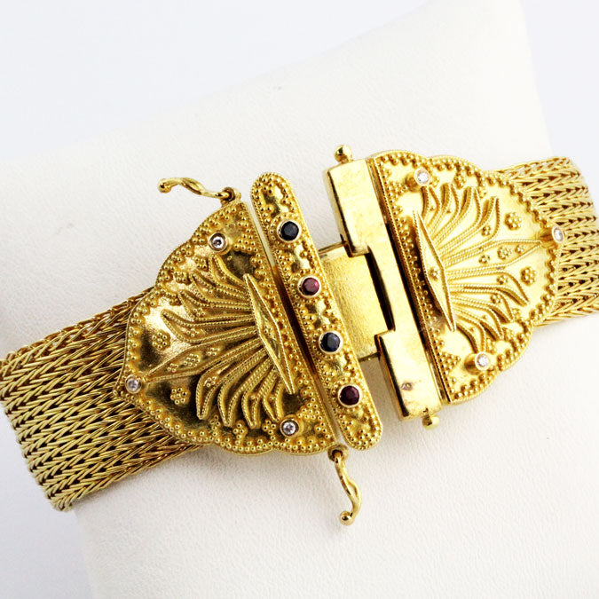 HK0702b Gold Bracelet w/Diamonds, Rubies & Sapphires _3