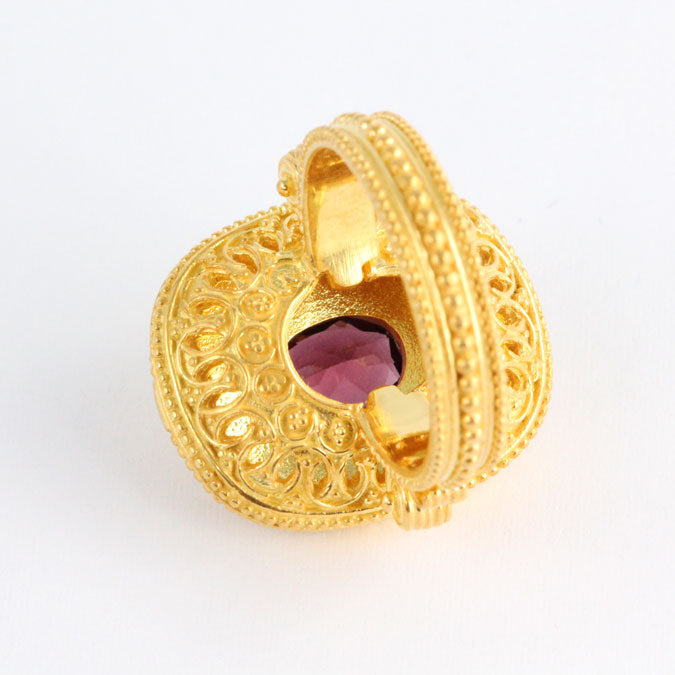 HK0404r Gold Tourmaline Byzantine Ring _6